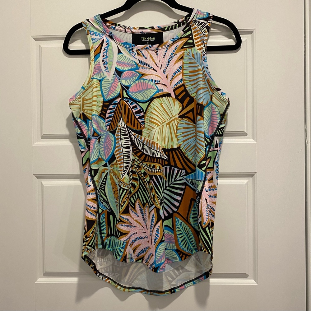 Tek Gear S Women‎ Athletic Floral Tropical Tank Top Dry Tek Wicking    051